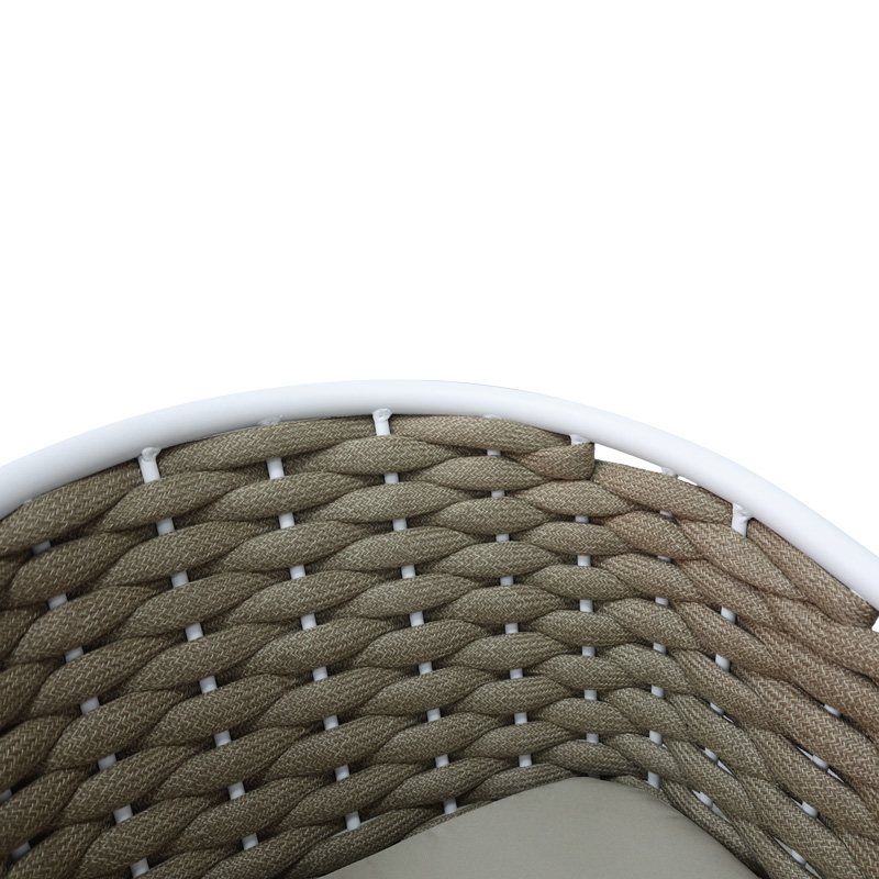 Πολυθρόνα αλουμινίου Noevo pakoworld στοιβαζόμενη με λευκό σκελετό-φυσικό σχοινί 57x62x77εκ