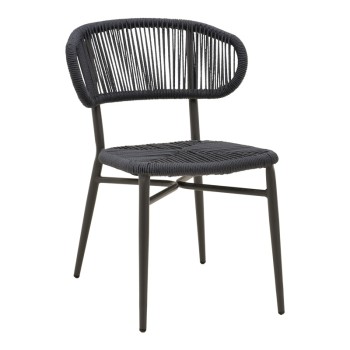 Καρέκλα στοιβαζόμενη Agus pakoworld αλουμίνιο-pe rattan σε μαύρη απόχρωση 55x63x77εκ