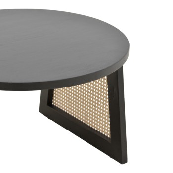 Τραπέζι Tamarind pakoworld ξύλο mango-φυσικό rattan σε μαύρη απόχρωση Φ65x40εκ