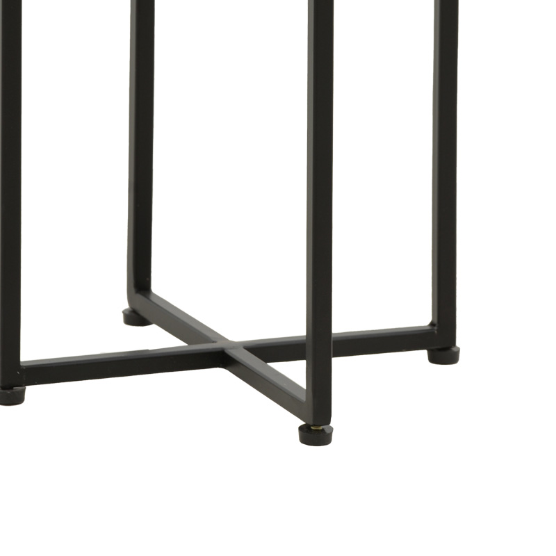 Βοηθητικό τραπέζι Miles ΙΙ pakoworld μασίφ ξύλο ακακίας σε φυσική απόχρωση με μαύρα μεταλλικά πόδια  29x29x54εκ