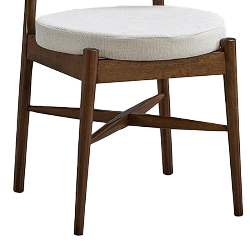 Καρέκλα Raudi pakoworld rubberwood σε καρυδί-εκρού απόχρωση 45.5x45.5x81εκ