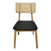 Καρέκλα Renna pakoworld ξύλο οξιάς σε φυσική απόχρωση με μαύρο pu μαξιλάρι 48x52x79εκ