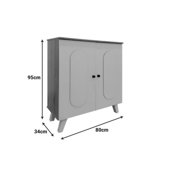 Παπουτσοθήκη-ντουλάπι Cathi pakoworld σε oak - anthracite απόχρωση 80x34x95εκ