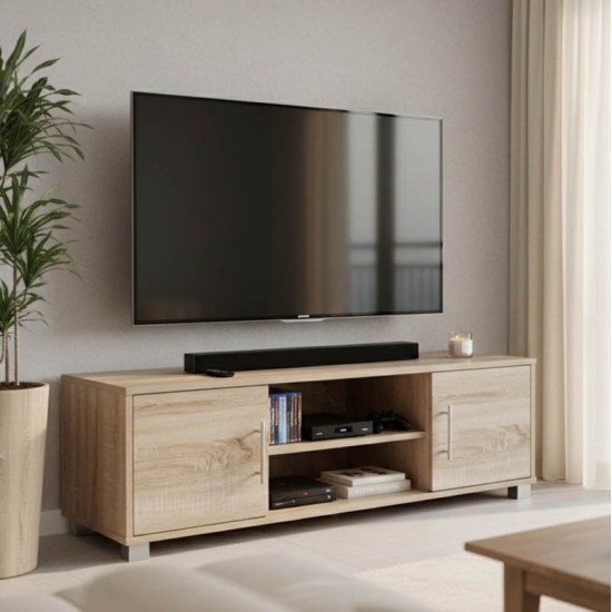 Έπιπλο τηλεόρασης Serank pakoworld σε sonoma απόχρωση 120x40x40εκ Έπιπλο τηλεόρασης Serank pakoworld σε sonoma απόχρωση 120x40x40εκ