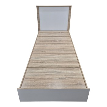 Κρεβάτι Athos pakoworld σε sonoma-λευκό απόχρωση 90x190εκ