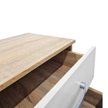 Κομοδίνο Athos pakoworld σε sonoma-λευκή απόχρωση 48x40x41.5εκ