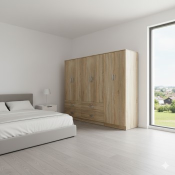 Ντουλάπα εξάφυλλη Lego pakoworld sonoma 240x42x180εκ