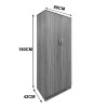 Ντουλάπα τετράφυλλη με πατάρι Athos pakoworld λευκή 160x42x240εκ
