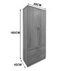 Ντουλάπα τετράφυλλη με πατάρι Athos pakoworld λευκή 160x42x240εκ