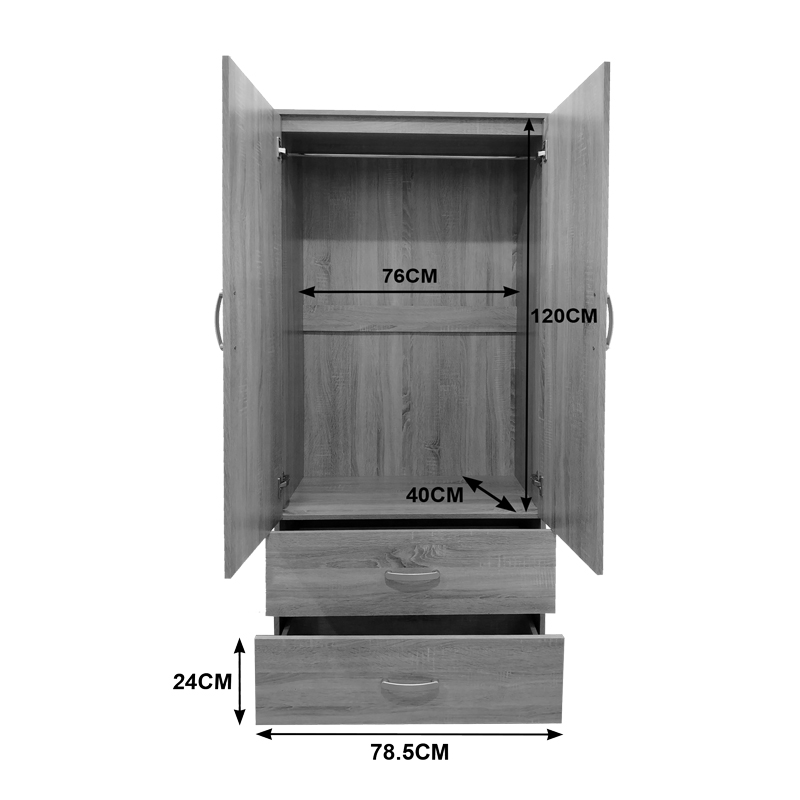 Ντουλάπα τετράφυλλη με πατάρι Athos pakoworld sonoma 160x42x240εκ