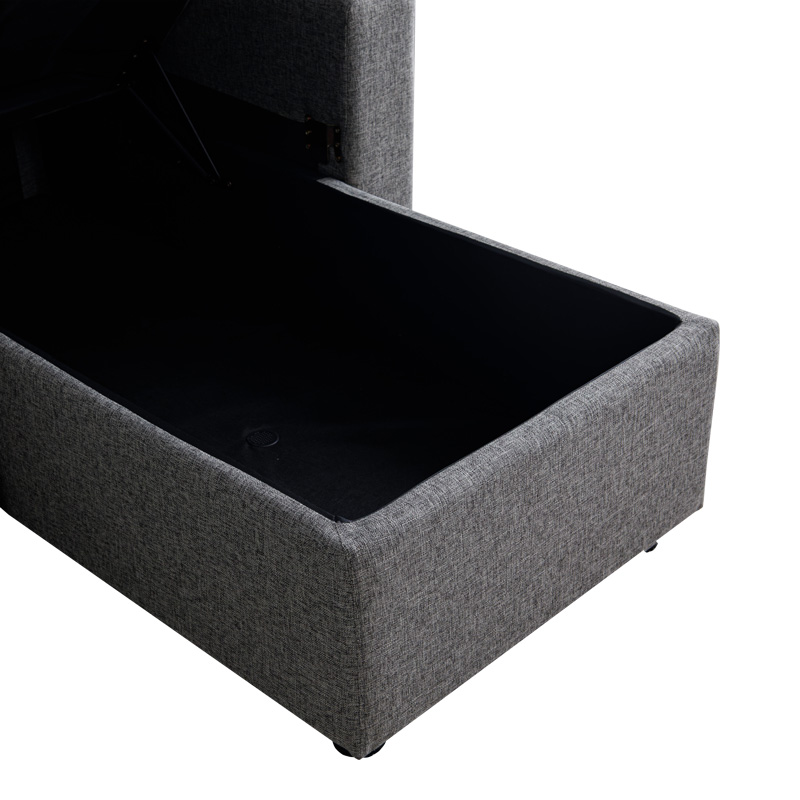 Γωνιακός αναστρέψιμος καναπές κρεβάτι Kamore pakoworld με αποθηκευτικό χώρο ανθρακί ύφασμα 223x146x85εκ