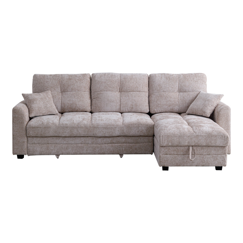 Γωνιακός αναστρέψιμος καναπές κρεβάτι Comfie pakoworld με αποθηκευτικό χώρο μπεζ ύφασμα 260x156x98εκ