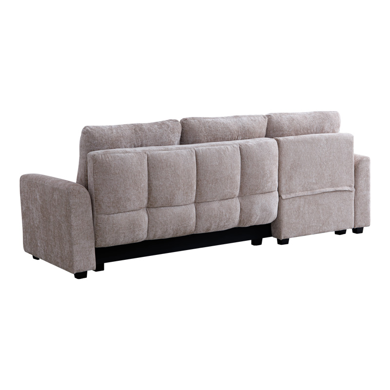 Γωνιακός αναστρέψιμος καναπές κρεβάτι Comfie pakoworld με αποθηκευτικό χώρο μπεζ ύφασμα 260x156x98εκ