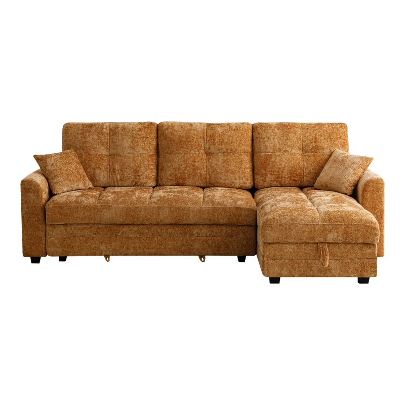 Γωνιακός αναστρέψιμος καναπές κρεβάτι Comfie pakoworld με αποθηκευτικό χώρο camel ύφασμα 260x156x98εκ