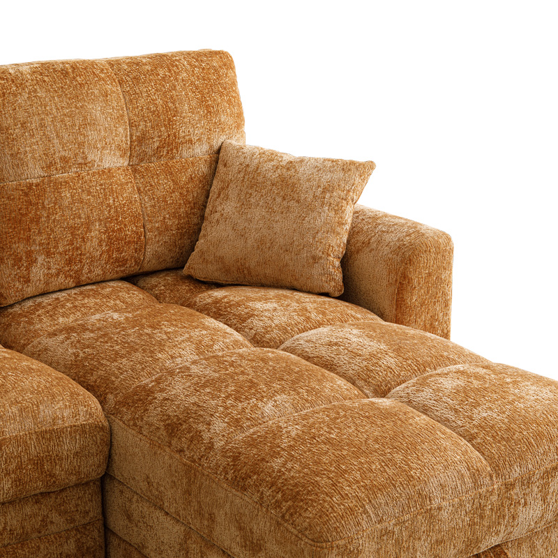 Γωνιακός αναστρέψιμος καναπές κρεβάτι Comfie pakoworld με αποθηκευτικό χώρο camel ύφασμα 260x156x98εκ