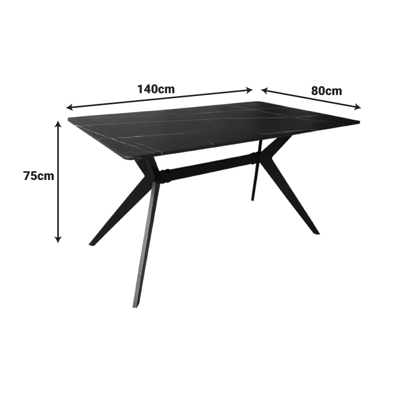 Τραπέζι Ezali pakoworld mdf καρυδί με μαύρα μεταλλικά πόδια 140x80x75εκ