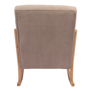 Κουνιστή πολυθρόνα Edeldy pakoworld γκρι-μπεζ ύφασμα με πόδι σε φυσική απόχρωση 102x66x99εκ