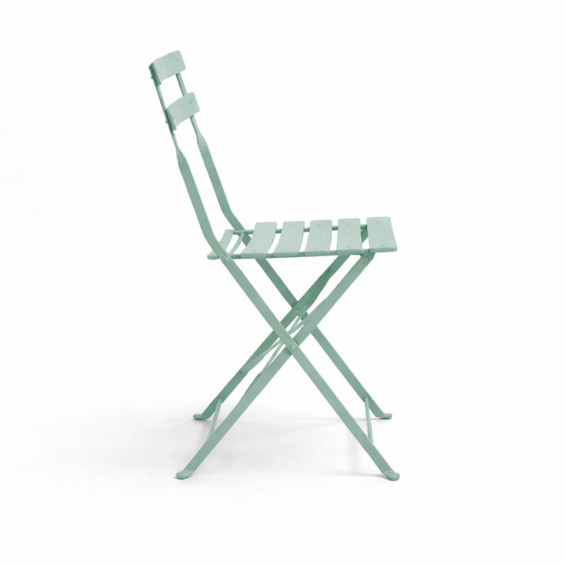 Καρέκλα Bistro pakoworld μεταλλική αναδιπλούμενη σε μέντα απόχρωση 42x46x82εκ