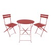 Τραπεζαρία Bistro pakoworld σετ 3τεμ μεταλλική αναδιπλούμενη σε terracotta απόχρωση Φ60x71εκ