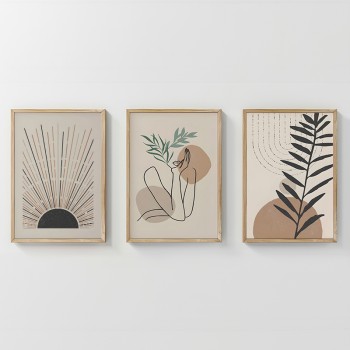 Πίνακας Gonma pakoworld τρίπτυχος με ψηφιακή εκτύπωση και πλαίσιο 33x1.5x48εκ