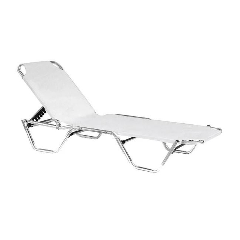 CRETA Ξαπλώστρα Αλουμινίου Textilene Άσπρο, Στοιβαζόμενη