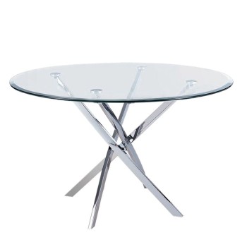 POSTO Τραπέζι Ροτόντα Τραπεζαρίας-Κουζίνας, Χρώμιο με Γυαλί 10mm