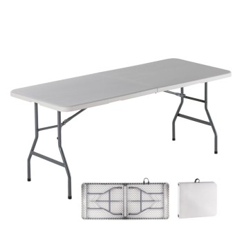 BLOW-R Τραπέζι Συνεδρίου - Catering Πτυσσόμενο (Βαλίτσα), Μέταλλο Γκρι, HDPE Άσπρο 40mm