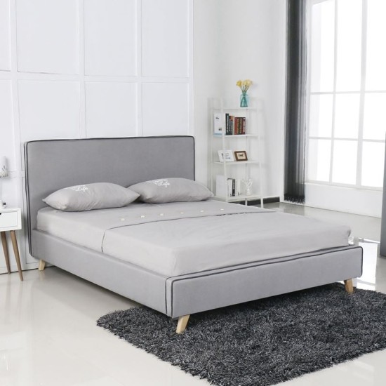 MORISSON Κρεβάτι Διπλό, για Στρώμα 160x200cm, Ύφασμα Ανοιχτό Γκρι MORISSON Κρεβάτι Διπλό, για Στρώμα 160x200cm, Ύφασμα Ανοιχτό Γκρι