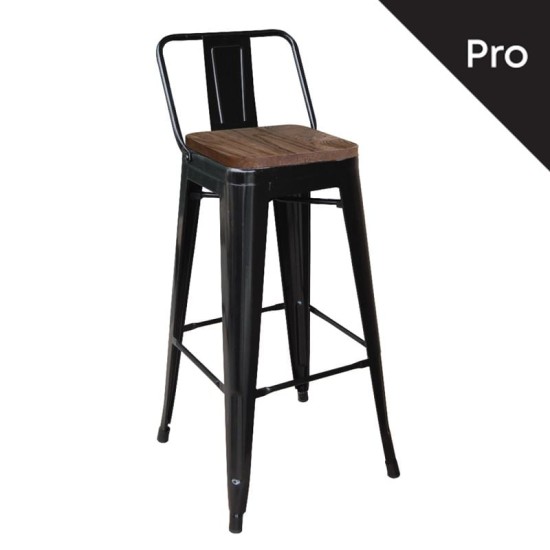RELIX Wood Σκαμπό Bar-Pro με Πλάτη, Μέταλλο Βαφή Μαύρο Μatte, Απόχρωση Ξύλου Dark Oak RELIX Wood Σκαμπό Bar-Pro με Πλάτη, Μέταλλο Βαφή Μαύρο Μatte, Απόχρωση Ξύλου Dark Oak