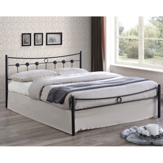 DUGAN Κρεβάτι Διπλό, για Στρώμα 140x190cm, Μέταλλο Βαφή Μαύρo DUGAN Κρεβάτι Διπλό, για Στρώμα 140x190cm, Μέταλλο Βαφή Μαύρo