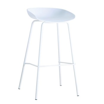PENTOS Σκαμπό BAR, Μέταλλο Βαφή Άσπρο, PP Άσπρο