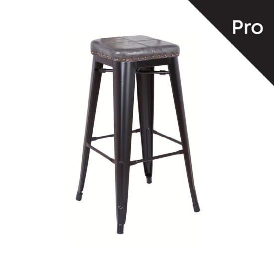 RELIX Σκαμπό Bar-Pro, Στοιβαζόμενο, Μέταλλο Βαφή Μαύρο Matte, Pu Σκούρο Γκρι RELIX Σκαμπό Bar-Pro, Στοιβαζόμενο, Μέταλλο Βαφή Μαύρο Matte, Pu Σκούρο Γκρι