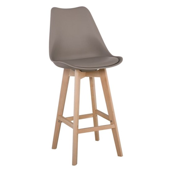 MARTIN Σκαμπό BAR Οξιά Φυσικό, PP-Pu Sand Beige, Μονταρισμένη Ταπετσαρία MARTIN Σκαμπό BAR Οξιά Φυσικό, PP-Pu Sand Beige, Μονταρισμένη Ταπετσαρία