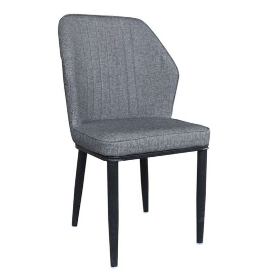 DELUX Καρέκλα Μέταλλο Βαφή Μαύρο, Linen PU Ανθρακί DELUX Καρέκλα Μέταλλο Βαφή Μαύρο, Linen PU Ανθρακί