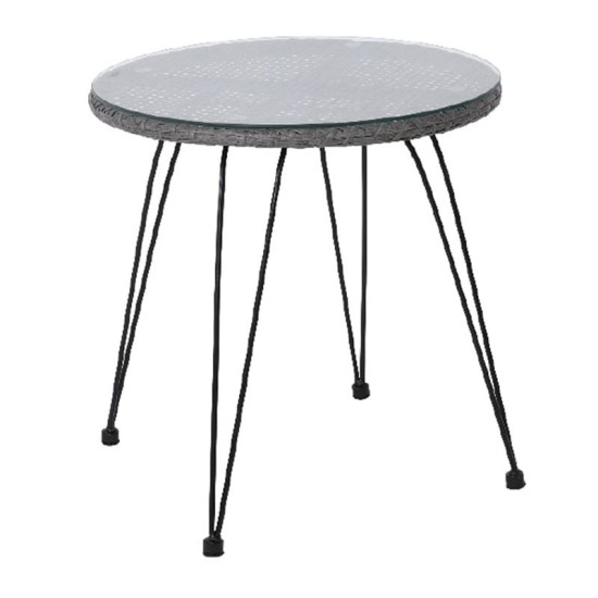 SALSA Τραπέζι Μέταλλο Βαφή Μαύρο, Wicker Γκρι SALSA Τραπέζι Μέταλλο Βαφή Μαύρο, Wicker Γκρι