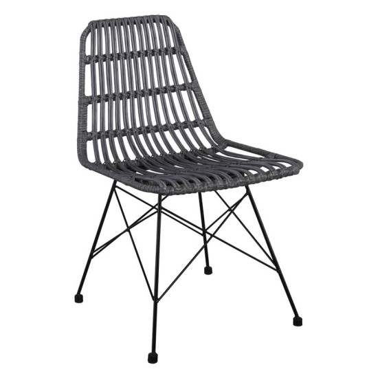 SALSA Καρέκλα Κήπου Βεράντας Μέταλλο Βαφή Μαύρο, Wicker Γκρι SALSA Καρέκλα Κήπου Βεράντας Μέταλλο Βαφή Μαύρο, Wicker Γκρι