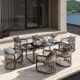 CITY Dining Set Τραπεζαρία Κήπου Βεράντας: Τραπέζι + 6 Πολυθρόνες Alu Ανθρακί - Μπεζ