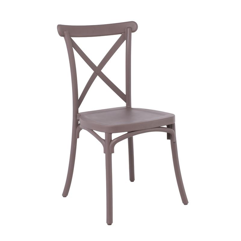 DESTINY Καρέκλα Πολυπροπυλένιο (PP), Απόχρωση Καφέ Mocha, Στοιβαζόμενη