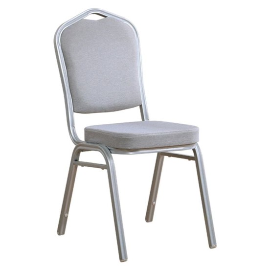 HILTON Καρέκλα Μέταλλο Βαφή Silver, Ύφασμα Γκρι HILTON Καρέκλα Μέταλλο Βαφή Silver, Ύφασμα Γκρι