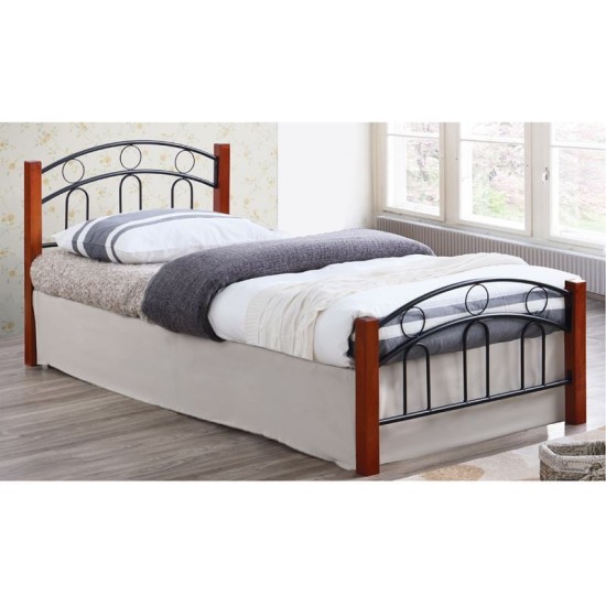 NORTON Κρεβάτι Διπλό, για Στρώμα 140x190cm, Μέταλλο Βαφή Μαύρο, Ξύλο Καρυδί NORTON Κρεβάτι Διπλό, για Στρώμα 140x190cm, Μέταλλο Βαφή Μαύρο, Ξύλο Καρυδί
