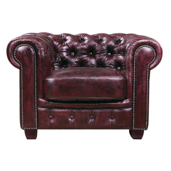 CHESTERFIELD Birmingham Πολυθρόνα Σαλονιού Καθιστικού, Δέρμα Antique Red CHESTERFIELD 689 Πολυθρόνα Σαλονιού - Καθιστικού, Δέρμα, Απόχρωση Antique Red