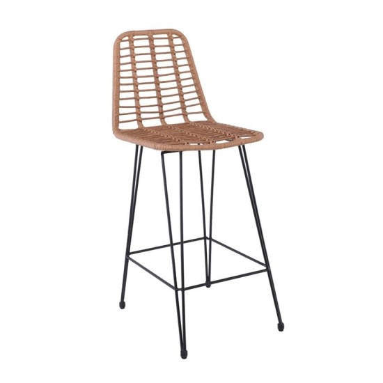 SALSA Σκαμπό BAR-Pro με Πλάτη, Μέταλλο Βαφή Μαύρο, Wicker Φυσικό SALSA Σκαμπό BAR-Pro με Πλάτη, Μέταλλο Βαφή Μαύρο, Wicker Φυσικό