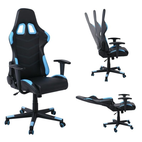BF9150 Gaming Πολυθρόνα Γραφείου, Ανάκλιση Πλάτης έως 90°, Pu Μαύρο - Μπλε BF9150 Gaming Πολυθρόνα Γραφείου, Ανάκλιση Πλάτης έως 90°, Pu Μαύρο - Μπλε