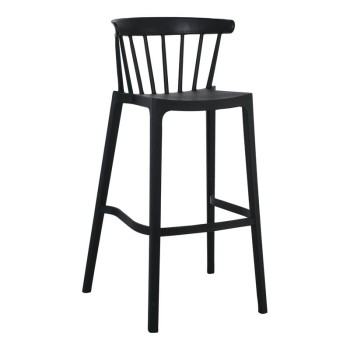 WEST Σκαμπό BAR με Πλάτη, PP-UV Μαύρο