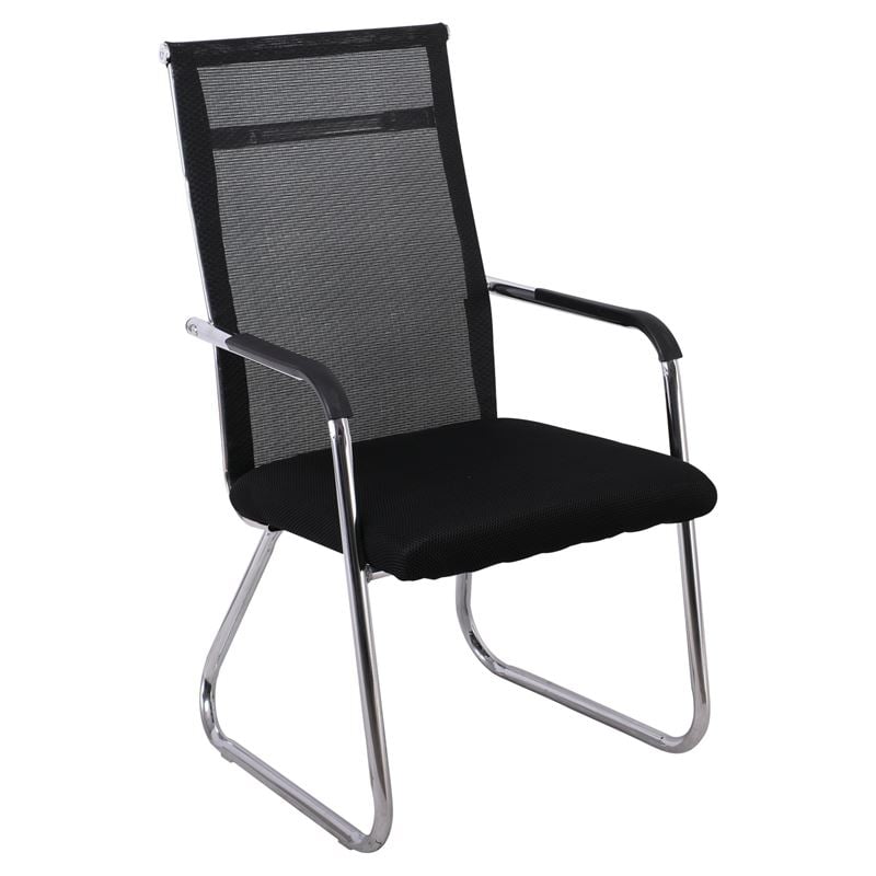 ALTA Πολυθρόνα Γραφείου Επισκέπτη Χρώμιο, Mesh Μαύρο