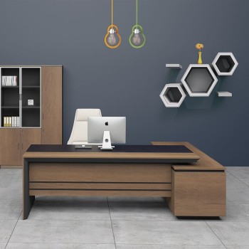 PROLINE Γραφείο Αριστερή Γωνία Απόχρωση Καρυδί Δρυς - Μαύρο