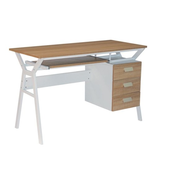 UNIT Γραφείο Η/Υ Μέταλλο Βαφή Άσπρο, Melamine Απόχρωση Sonoma UNIT Γραφείο Η/Υ Μέταλλο Βαφή Άσπρο, Melamine Απόχρωση Sonoma