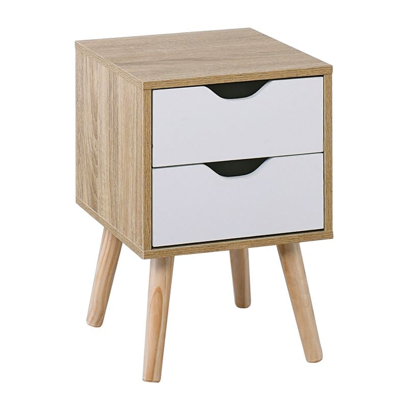 ALINA Κομοδίνο Απόχρωση Sonoma - Άσπρο - Πόδι Φυσικό