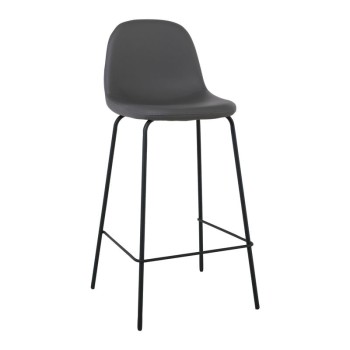 CELINA Σκαμπό BAR με Πλάτη, Κάθισμα H.67cm, Μέταλλο Βαφή Μαύρο, Pvc Γκρι