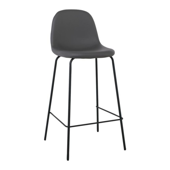 CELINA Σκαμπό BAR με Πλάτη, Κάθισμα H.67cm, Μέταλλο Βαφή Μαύρο, Pvc Γκρι CELINA Σκαμπό BAR με Πλάτη, Κάθισμα H.67cm, Μέταλλο Βαφή Μαύρο, Pvc Γκρι